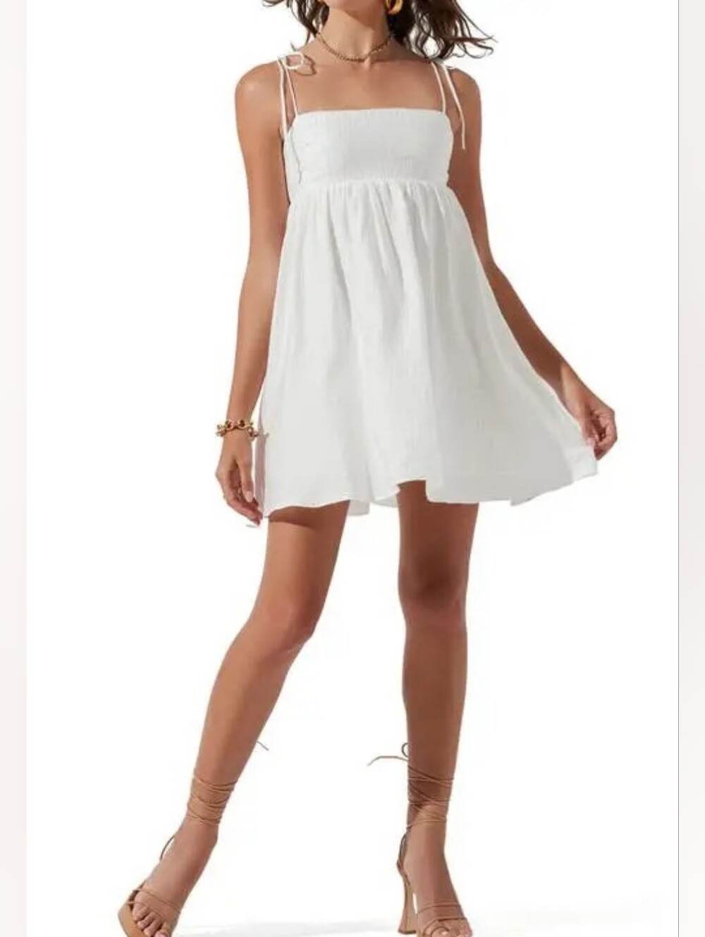 ASTR the Label Serenity White Tie Strap Mini Dress Size Small